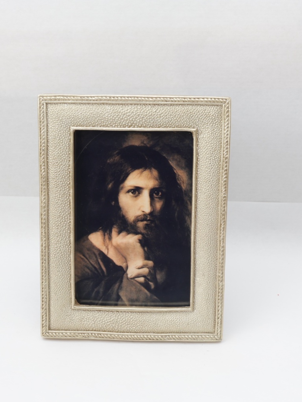 The Temptation of Christ photo print in light gold tone frame with glass 4"x6"